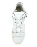 Men's Matte Leather High-Top Sneaker, White