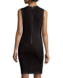 Delores Side-Pleat Fitted Tank Dress, Black