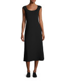 Rhode Cap-Sleeve Midi Dress, Black
