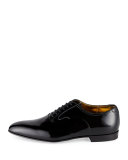 Garret Patent Leather Lace-Up Oxford, Black