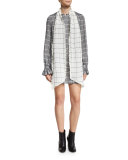 Aspen Windowpane-Check Shift Dress