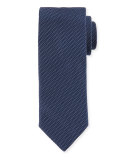 Contrast Pindot-Print Silk Tie, Navy