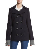 Double-Breasted Wool Pea Coat, Navy