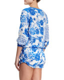 Levana Floral-Print Short Romper Coverup