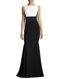 Classic Cady Stretch Mermaid Gown, Caviar/Multi