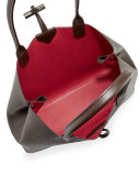 Roseau Reversible Leather Tote Bag, Ebony/Pink