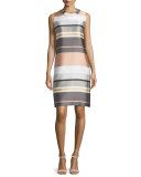 Twiggy Sleeveless Striped Shift Dress, Rock/Multi
