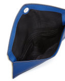 Leo Saffiano Envelope Clutch Bag, Cobalt 