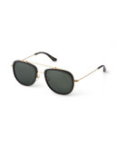Breton 24K Gold-Plated Aviator Sunglasses, Black