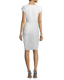 Cap-Sleeve Paneled Pencil Dress, Winter White