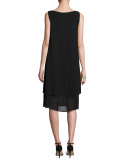 Sleeveless Layered-Hem Silk Georgette Dress