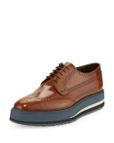 Spazzolato Creeper Brogue Platform Shoe, Light Brown