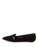 Winona Velvet Pointed-Toe Flat, Black