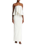 Liv Strapless Satin Twill Maxi Dress, Cream