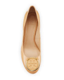 Twiggie Logo Patent Wedge Pump, Light Oak