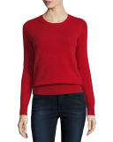 Long-Sleeve Crewneck Cashmere Sweater, Plus Size  