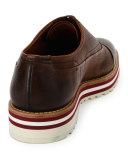 Moby Cap-Toe Textured Leather Platform Oxford, Brown