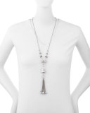 Pearl Tassel Chain Necklace, 29"