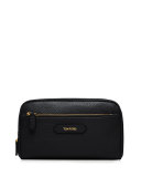 Large Leather Cosmetics Bag, Black