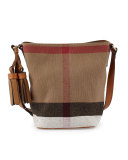 Ashby Canvas Check Crossbody Bag, Saddle Brown