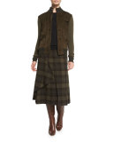 Maya Plaid A-Line Skirt, Loden/Purple/Multi