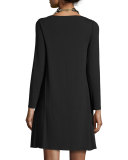 Long-Sleeve A-line Dress, Petite