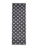 Organic Cotton Gridded Ikat Scarf, Black