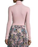 Elisa Ribbed Turtleneck Sweater, Peony