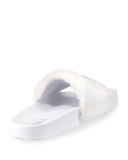 Leadcat Fenty Faux-Fur Slide Sandal, White/Silver