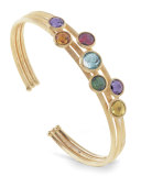 Jaipur 18K Three-Row Multi-Stone Bangle