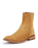 Chris Inside-Zip Suede Boot, Wheat