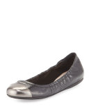 Metallic Cap-Toe Ballerina Flat, Nero/Anthracite