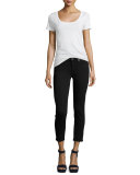 Kimmie Cropped Straight-Leg Jeans, B(Air) Black