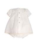 Short-Sleeve Lace-Trim Dress w/ Bloomers, White, Size 3-18 Months