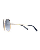 Round Oversize Sunglasses, Golden/Blue