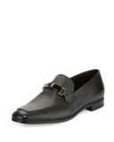 Saffiano Leather Bit Loafer, Black