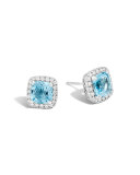 Classic Chain Diamond & Blue Topaz Stud Earrings