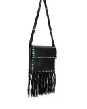 Rockstud Rolling Fringe Shoulder Bag, Black