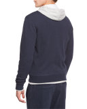 Baseball-Collar Zip-Up Sweatshirt, Blue