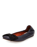 Grosgrain Bow Ballet Flat, Dark Navy