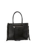 Regan Side-Zip Leather Tote Bag, Black