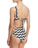 Saulita Chevron One-Piece Swimsuit, Zilos Zigzag