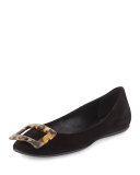 Gommette Suede Ballet Flat, Black