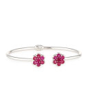 18K White Gold & Ruby Floral Cuff Bracelet