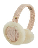 Wired Cable-Knit Crochet Earmuffs, Pearl