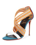 Elastigram Cross-Strap Red Sole Sandal, Multicolor