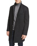 Wool-Blend Knit Crombie Coat