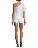 High-Waist Sunflower-Lace Shorts, White
