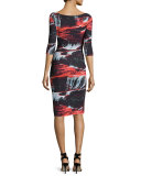 Flo Draped Abstract Cocktail Dress, Marte Black/Multicolor