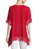 Drapey Eyelet Tunic with Crochet Trim 
